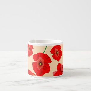 Xícara De Espresso Flores de vermelhos