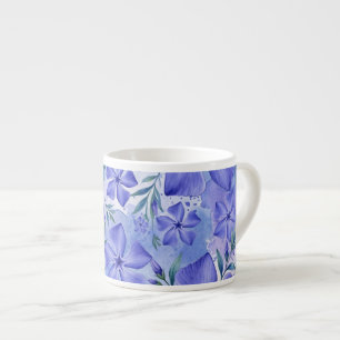 Xícara De Espresso Flores de Vinca Azul Violeta Vinca