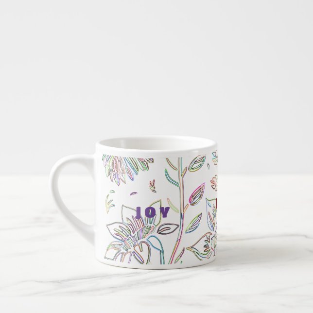 Xícara De Espresso Flores Esboçadas (Esquerda)