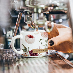 Xícara De Espresso Flores Modernas de Pastel e Presente Personalizado