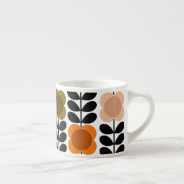 Xícara De Espresso Flores Retro Cheerful Stem, Tomate Pink