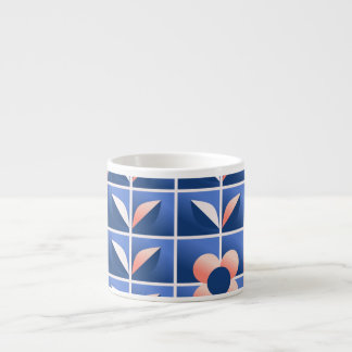 Xícara De Espresso Flores retrorestilizadas: padrão mosaico.
