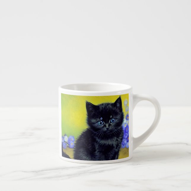 Xícara De Espresso Flores Roxas Pretas de Gogh (Direita)