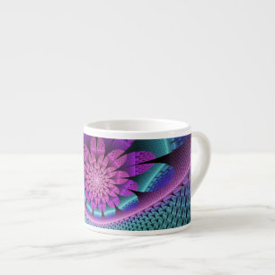 Xícara De Espresso Flower Fractal - Incomum - Padrão Colorida Fantasi