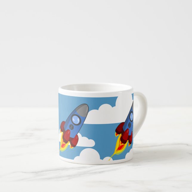 Xícara De Espresso Foguete Celeste (Frente Esquerda)