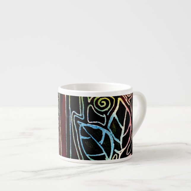 Xícara De Espresso Folhas cinzeladas mão da arte da fibra - tons (Frente Esquerda)