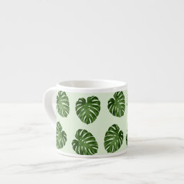 Xícara De Espresso Folhas de Palma, Folhas Verdes, Padrão Tropical
