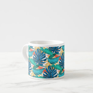 Xícara De Espresso Folhas tropicais exóticas