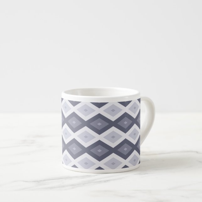 Xícara De Espresso Formas de diamante de cinza azul (Frente Esquerda)