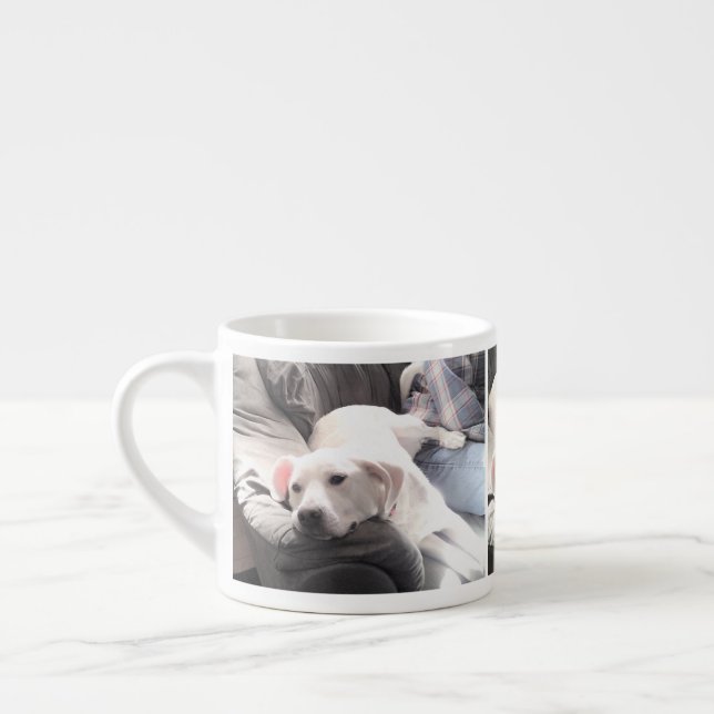 Xícara De Espresso Foto de Cachorro Branco Bonito com Melhor Pai Amig (Esquerda)