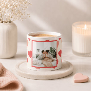 Xícara De Espresso Foto de Valentim Personalizada com Corações