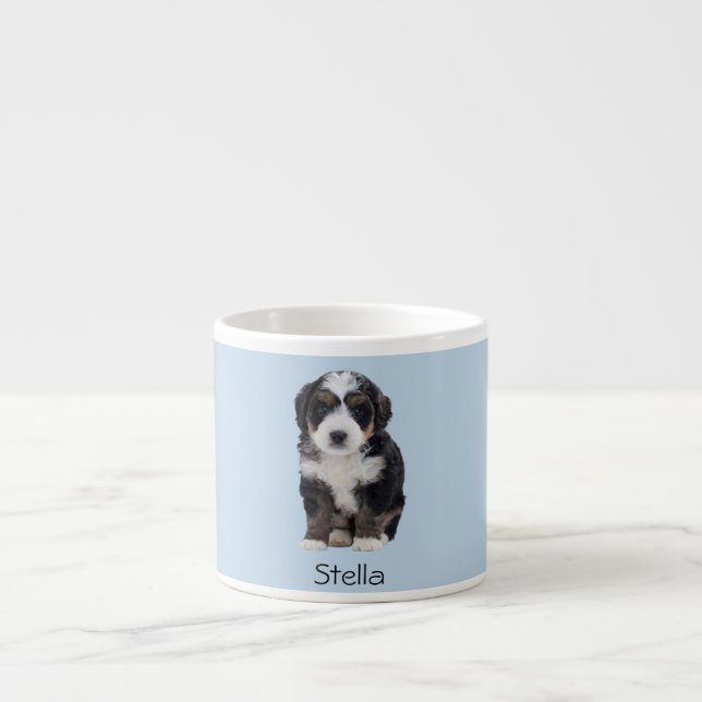 Xícara De Espresso Foto personalizada de cão - Azul em pó com nome de (Frente)