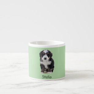 Xícara De Espresso Foto personalizada de cão - Verde pastel com nome 