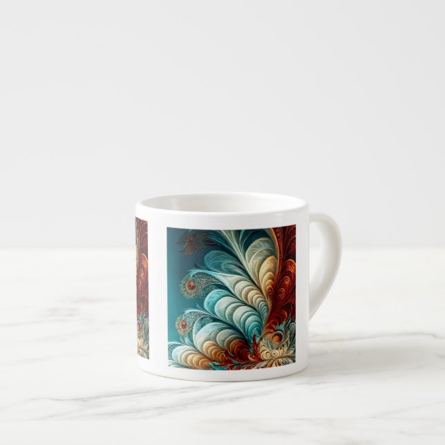 Xícara De Espresso Fractal Feather Espresso Mug (Frente Esquerda)