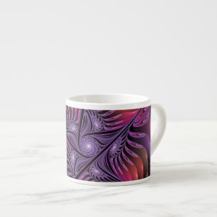 Xícara De Espresso Fractal Roxo Abstrato de Fantasia Colorida