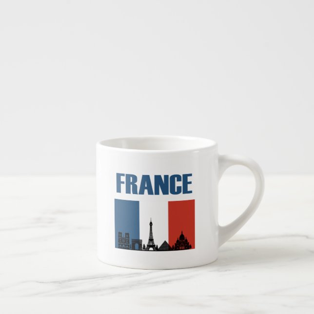 Xícara De Espresso França Viagem - Paris City Skyline French Flag (Direita)