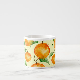 Xícara De Espresso Frutas de citros de aquarela, padrão tropical.