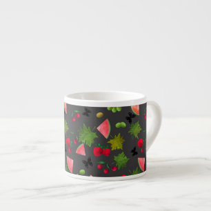 Xícara De Espresso Frutas frescas sem costura Berries Aquarela Cartog