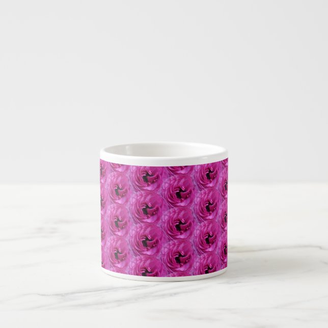 Xícara De Espresso Fuchsia Ranunculus - Design Floral Moderna (Frente)
