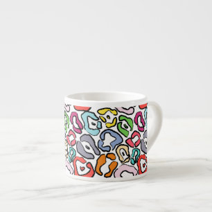 Xícara De Espresso Fundo colorido da pele de Jaguar
