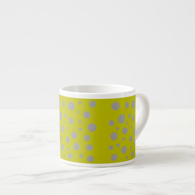 Xícara De Espresso Fundo Dourado com Pontos de Prata (Frente Esquerda)