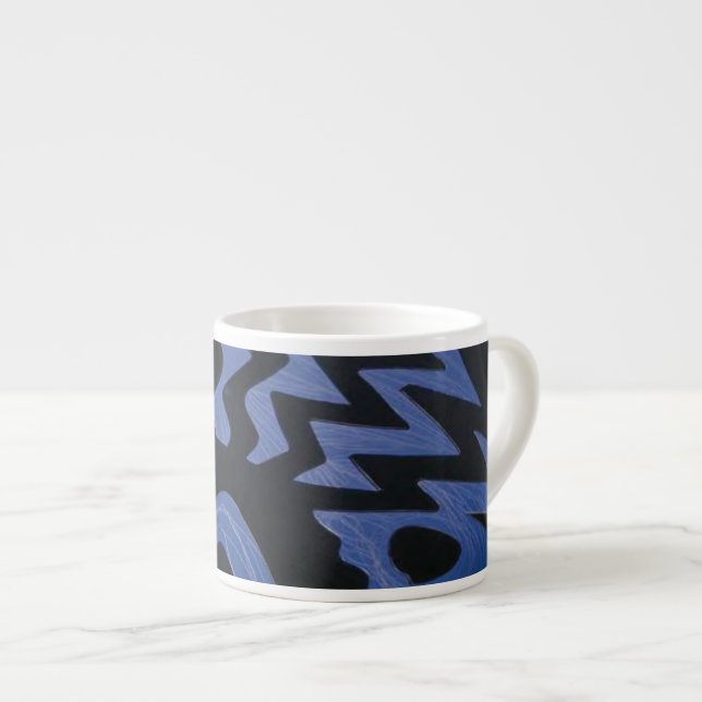 Xícara De Espresso Funky Blue Zigzag Specialty Mug (Frente Esquerda)