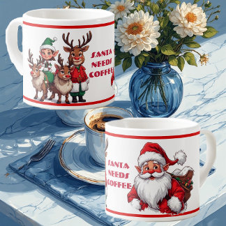 Xícara De Espresso Funny Santa Needs Coffee Humorous Christmas Coffee