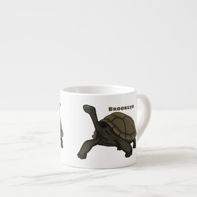 Xícara De Espresso Galapagos land tortoise illustration (Frente Esquerda)