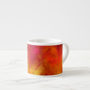 Xícara De Espresso Galáxia Tinta Salpico Laranja & Amarelo