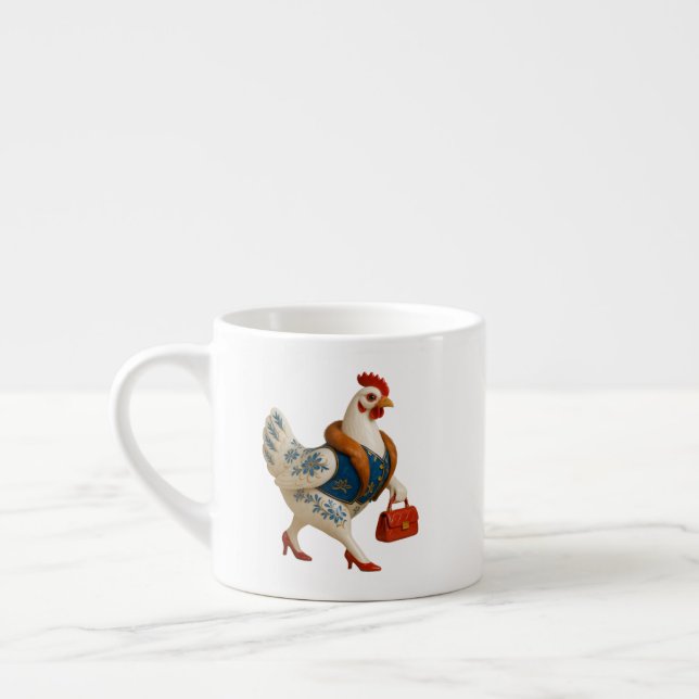 Xícara De Espresso Galinha da Moda com Bolsa (Esquerda)