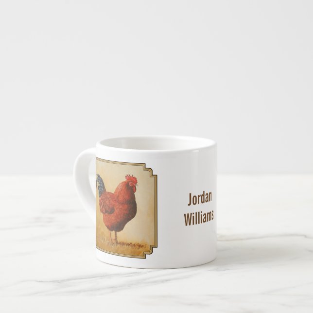 Xícara De Espresso Galinha Rhode Island Red Rooster (Frente Esquerda)