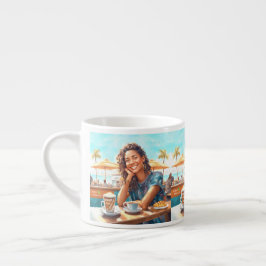 Xícara De Espresso Garota com café