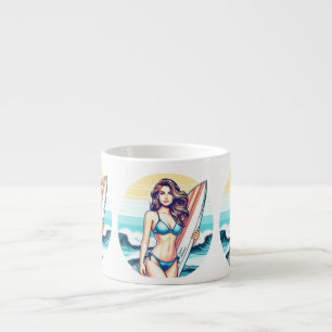 Xícara De Espresso Garota Esporte & Surfe