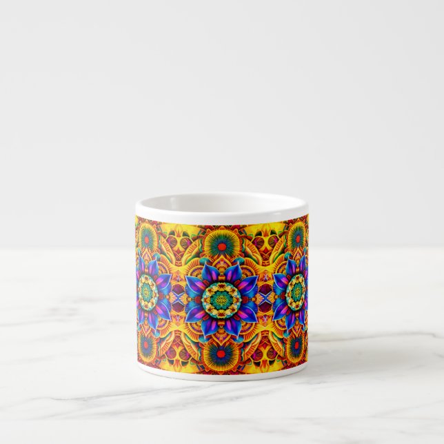 Xícara De Espresso Garrafa de Água Mandala Azul (Frente)