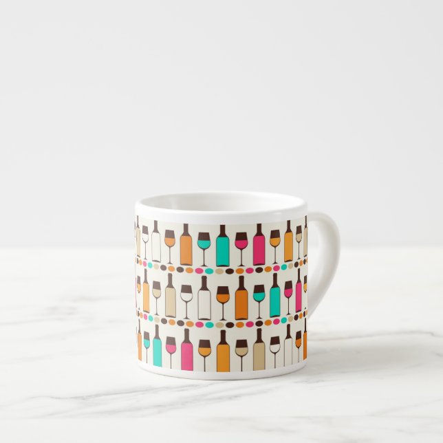 Xícara De Espresso Garrafas e vidros de vinho retros (Frente Esquerda)