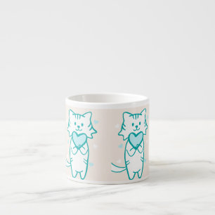 Xícara De Espresso Gatinho Teal