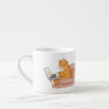Gato Bonito Trabalhando em um Laptop com Gráficos