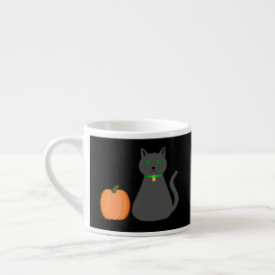 Xícara De Espresso Gato e Abóbora do Halloween