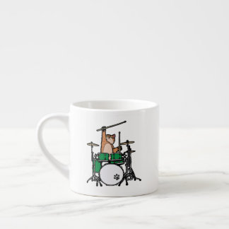 Xícara De Espresso Gato Engraçado Jogando Tambores, Baterista De Gato