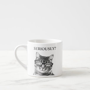 Xícara De Espresso Gato mais fofo com óculos sérios personalizado