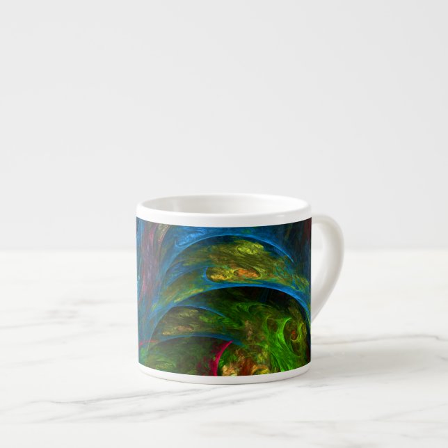 Xícara De Espresso Gênesis Blue Abstrato Art Espresso Mug (Frente Esquerda)
