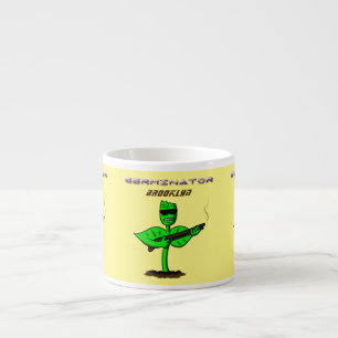Xícara De Espresso Germinador cyborg planta engraçada desenho animado