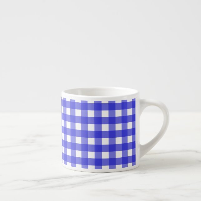 Xícara De Espresso Gingham azul-real (Direita)