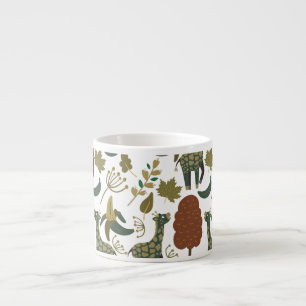 Xícara De Espresso Girafa sem costura   padrão floral colorido