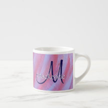 Girly Zebra Abstrato | Monograma roxo, cor-de-rosa
