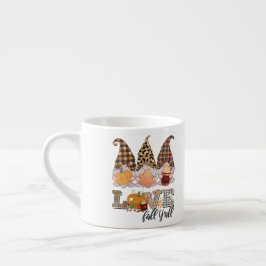 Xícara De Espresso Gnomo Engraçado ama queda, estação de abóbora