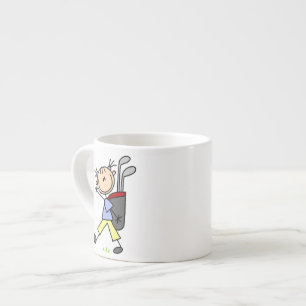 Xícara De Espresso Golfista Menina Com Bolsa e Tacadas