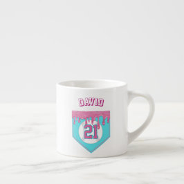 Xícara De Espresso Gotejamento de Beisebol Rosa