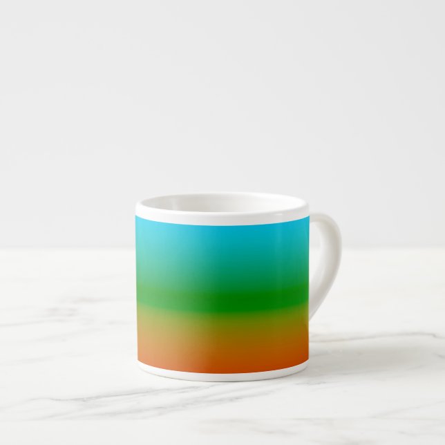 Xícara De Espresso Gradiente Verde Azul e Laranja (Frente Esquerda)