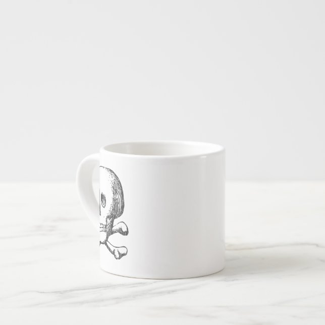 Xícara De Espresso Gráfico Antigo de Caveira e Ossos Cruzados (Frente Esquerda)